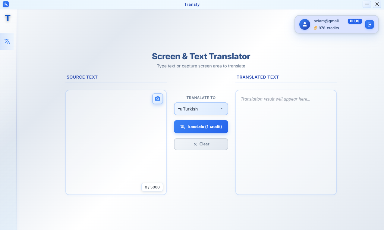 Transly App Interface